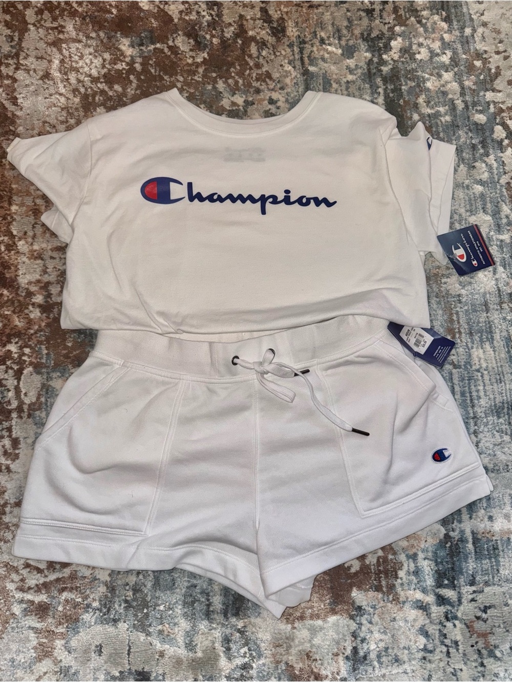 Champion Campus French Terry Short Set with Navy & Red Logo - Picture 3 of 4